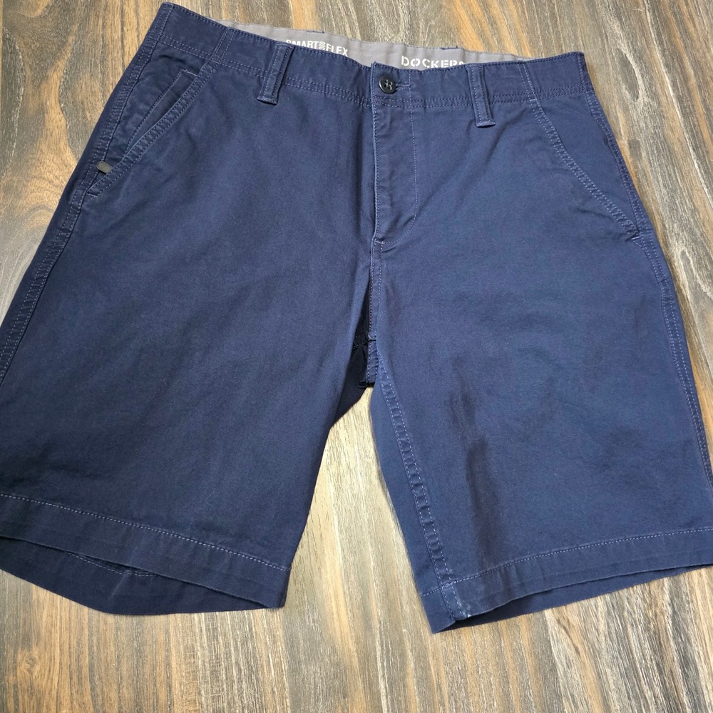 Dockers Mens Smart 360 Flex Navy Blue Chino Shorts 32 Stretch 72990-0020